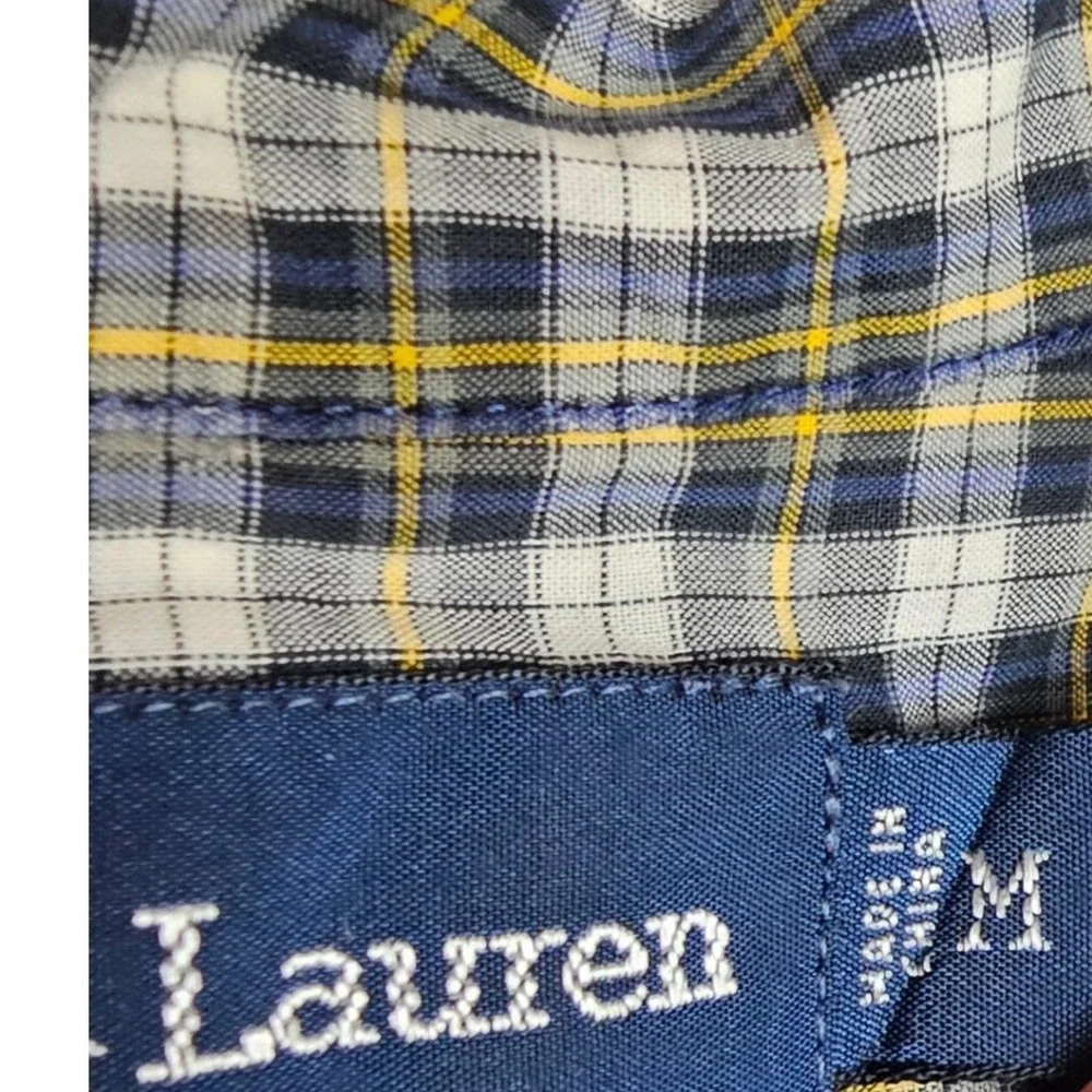 Polo Ralph Lauren Blake Men's Medium Short Sleeve Plaid‎ Button Down Shirt Navy